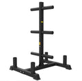 Julyfit JYRK0016 Indoor Weight Plate Tree Rack with Barbell Holders Stand for Plate and Bar Storage