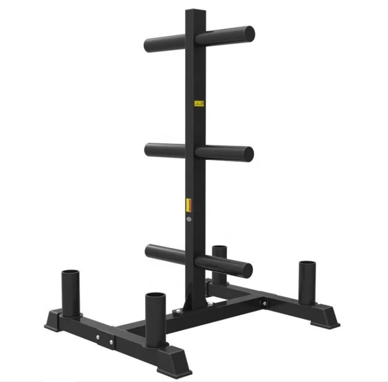 Julyfit JYRK0016 Indoor Weight Plate Tree Rack with Barbell Holders Stand for Plate and Bar Storage