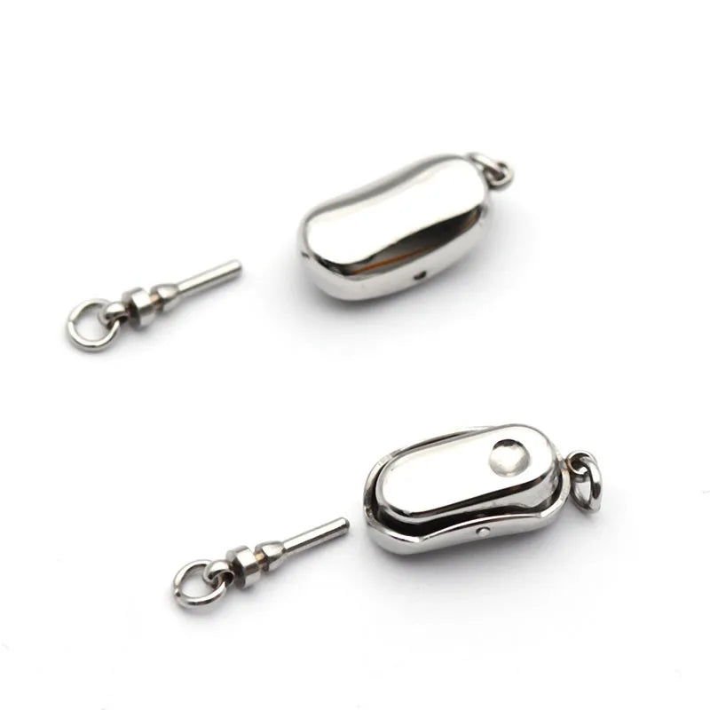 Wholesale Stainless Steel Box ClaspsPeas Clasps Findings for DIY Jewelry Making 20x8x7mm Hole 2.5mm Pin 1.2mm