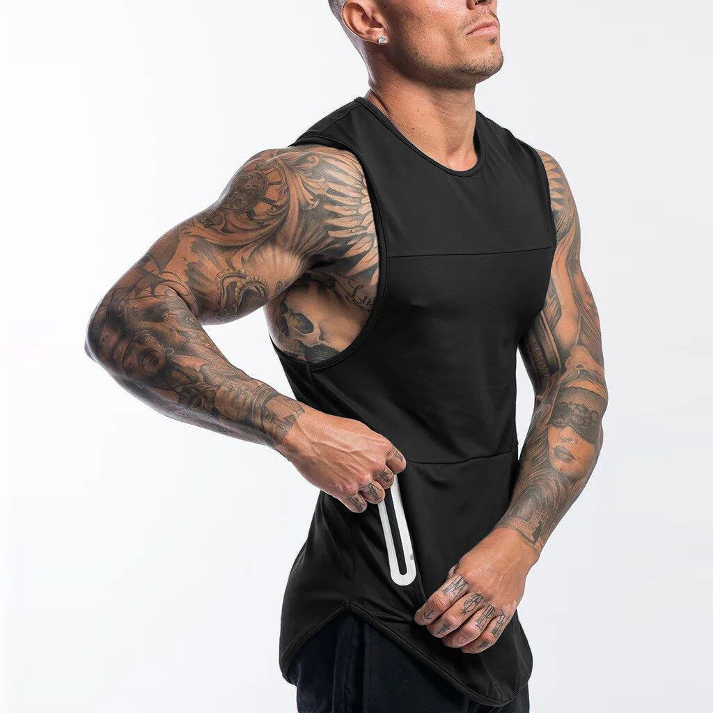 Sport Mens Fitness Elastic Tank Top Breathable Work Out Wear Jogger Vest for Running Gym