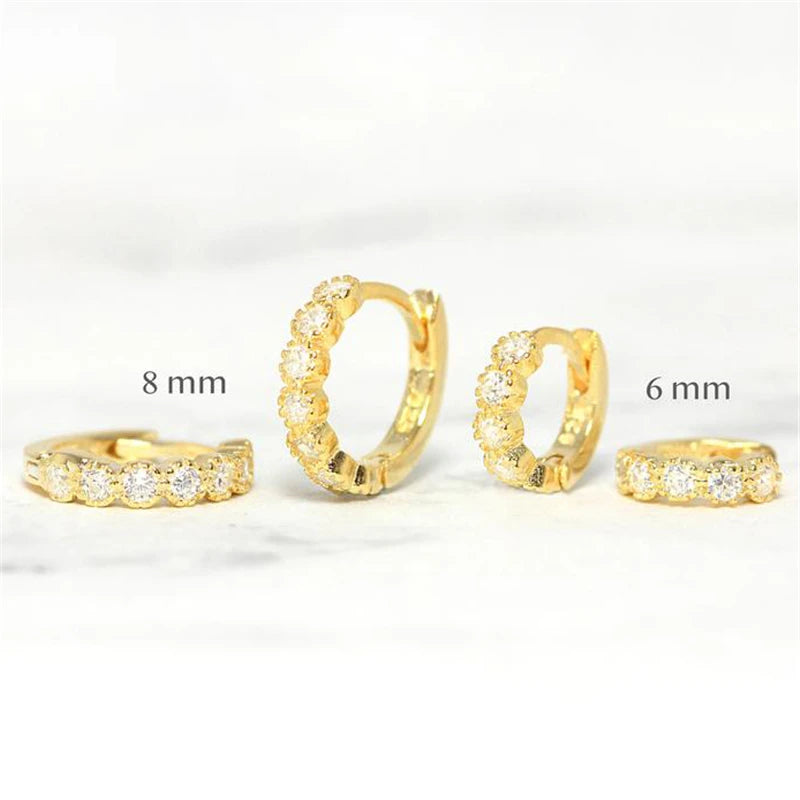 ROXI Minimalist 18K Gold Plated S925 Sterling Silver Cz Zircon 6mm Hoop Earrings