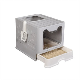 Foldable if Cleaning Litter Box Furniture Cat Litter Box Self Cleaning Big With Scoop Square for Cat