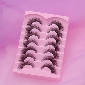 7 Pairs 25mm 3D Faux Mink Synthetic False Eyelashes Handmade with Custom Logo Colorful Fiber PBT Material