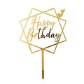 Wholesale Acrylic Laser Cutting Machine Custom Polygon Gold Acrylic Happy Birthday Cake Topper Birthday Party Cake Decor XQ668