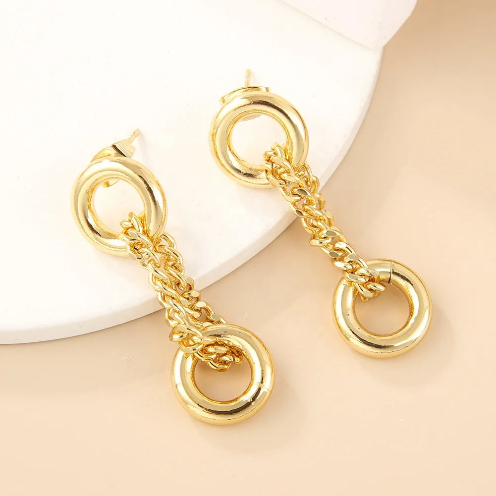 Women's Trendy 18K Gold Silver Metal Religious Huggie Earrings Unique Thick Circle Drop Stud Hook Shape Personalized Jewelry