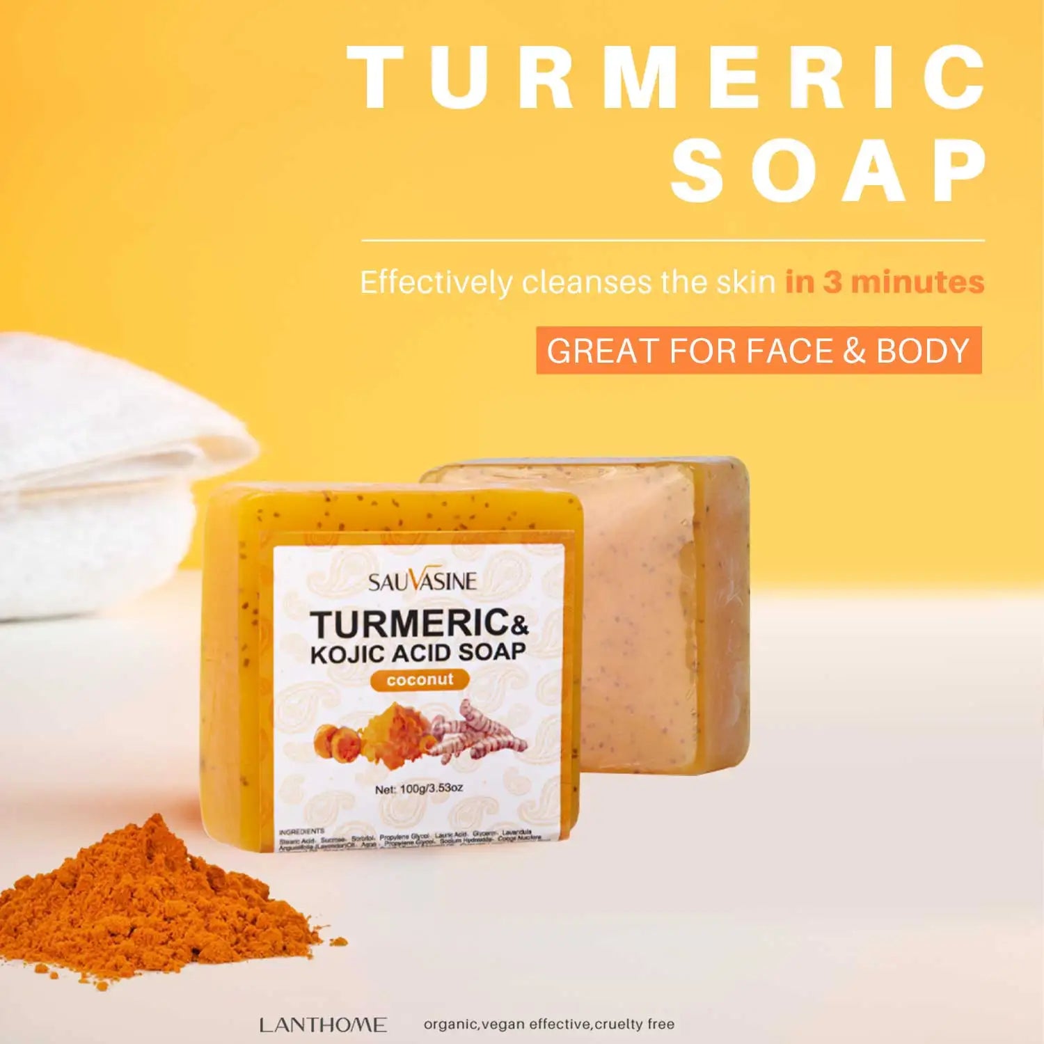 Hot-Selling Turmeric Products ExfoliatingSkin Care Moisturizing  Turmeric Soap VTurmeric Coconut Soap