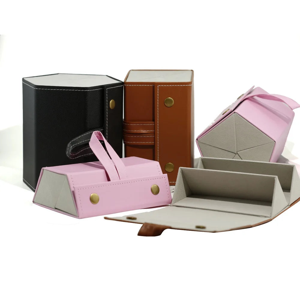 Wholesale Leather Multi-grid Simple Storage Box Portable Large Capacity Multi-link Folding Glasses case