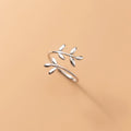 New Summer Fashion 925 Sterling Silver Glossy Leaf Open Ring Jewelry for Women