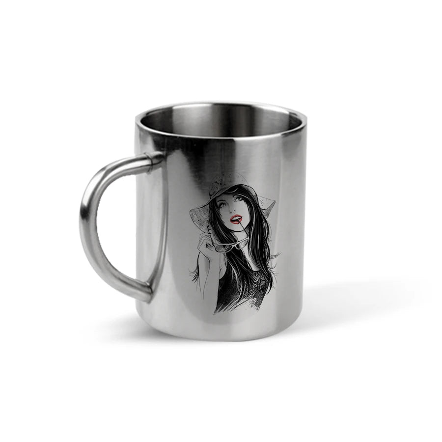 Topjlh Sublimation Mugs Portable 300ml Stainless Steel Water Cup for Home Outdoor Travel Custom Logo for Tea Coffee Milk