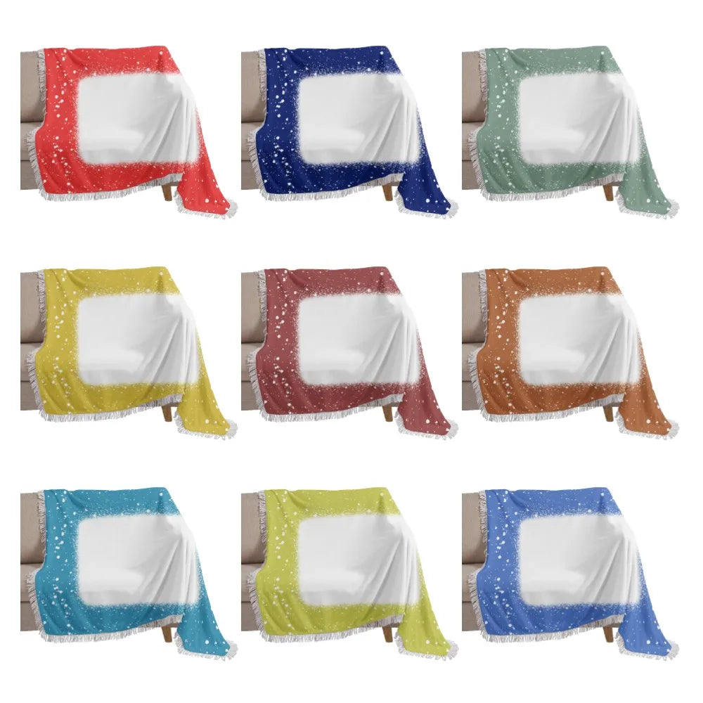 100*150 cm Soft Fleece Blanket Tassels Personalised DIY Photos Panel Throw Velvet Colorful Sublimation Blanks Cartoon Design