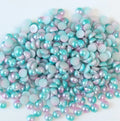 Colorful ABS Plastic Flat Rainbow Pearl Beads Imitation Half round Loose Pearls for Jewelry Making