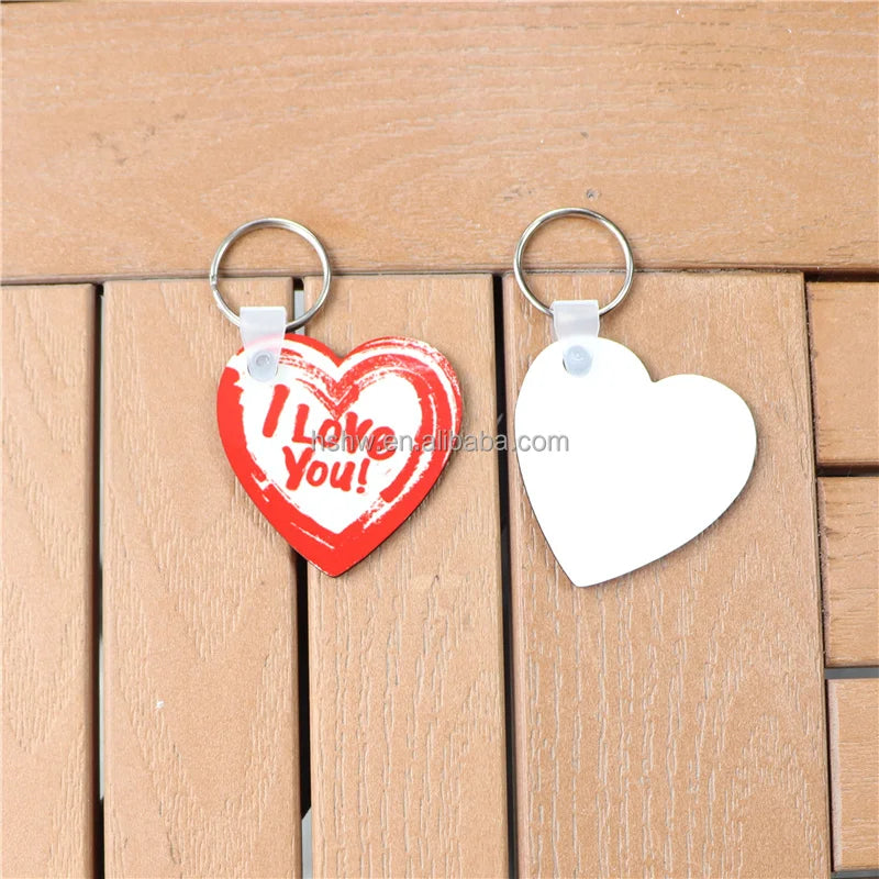 MDFSUB Eco-Friendly DIY Sublimation MDF Keychain Double-sided 50x50mm Heart Shape Blanks with Key Rings