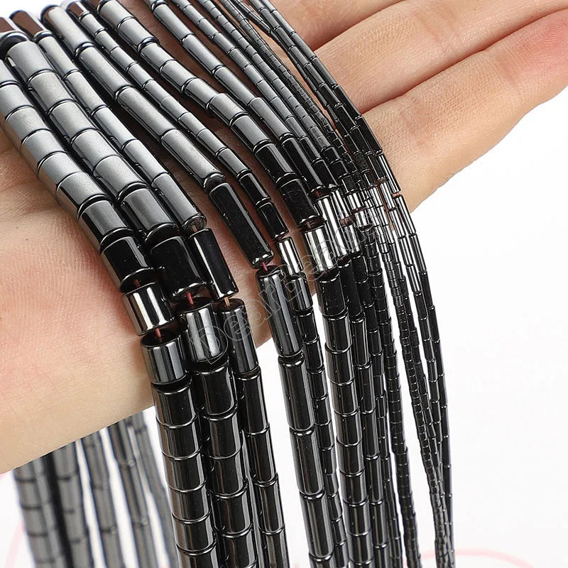 Wholesale Bead Supplies Round Tube Hematite Beads Natural Black Hematite Beads for Jewelry Making 4mm 6mm 8mm 10mm