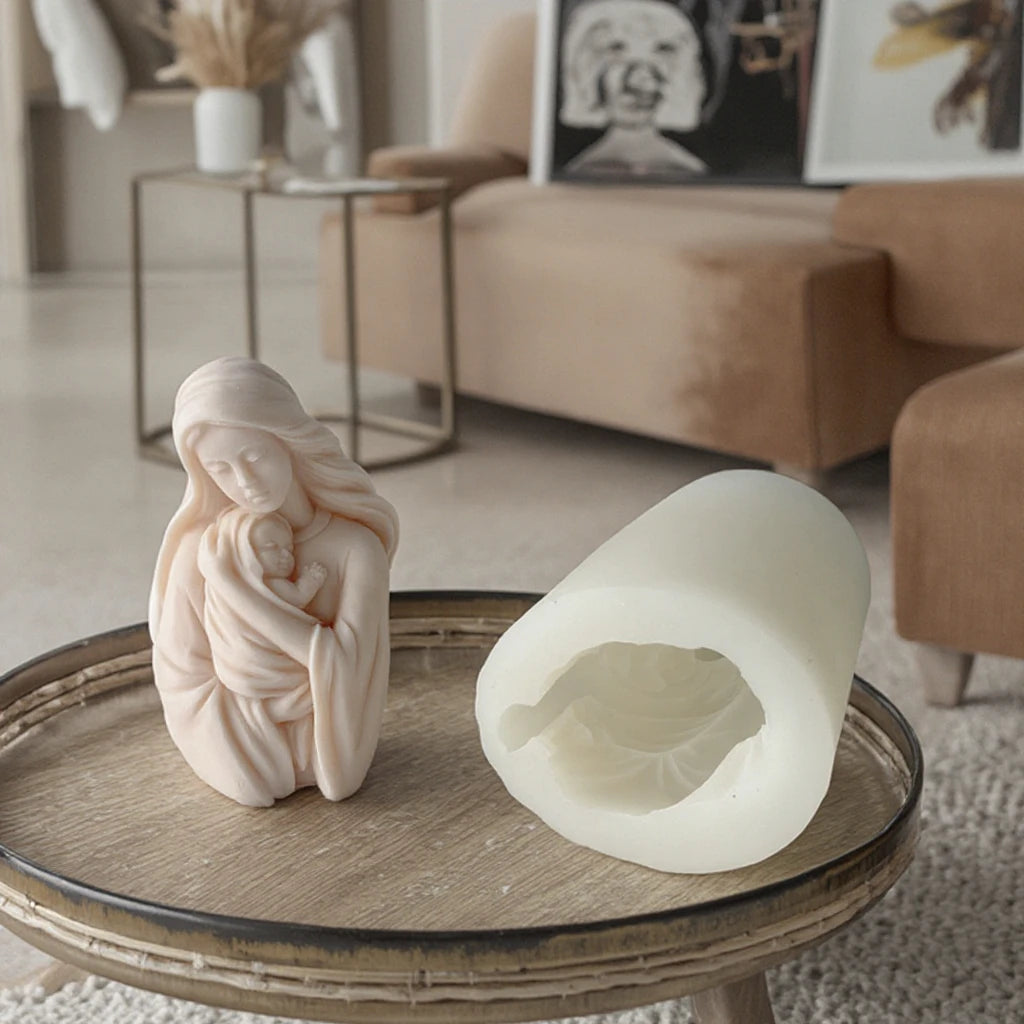 Ladies Holding Children Candle Mold DIY Plaster Pendant Madonna Aromatherapy Candle Silicone Mold