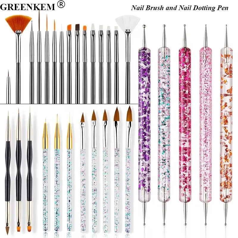 Nail Brush Set Painting Gel for Nail Art Brush Manicure Tool Acrylic Liquid Powder Carving Gel Liner Nails Brush Kit