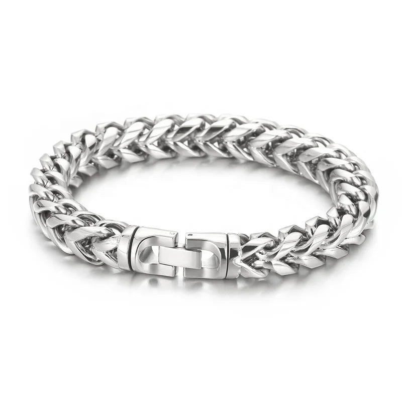 Classic round polished stainless steel keel chain bracelet personalized titanium steel men's jewelry.