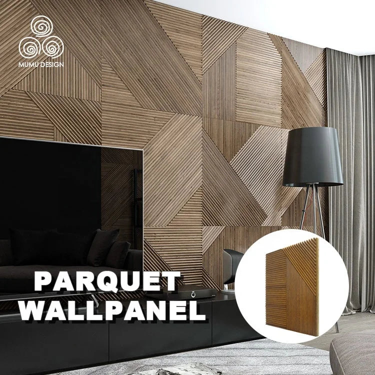 MUMU 3D Ceiling Classic Version Groove Easy Install Decor Fluted Solid Wood Wall Panels for Home Trim