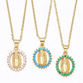 ASJEWELRY Small AAA Cubic Zirconia Guadalupe Necklaces Religious Jewelry Virgin Mary Necklaces for Women 2311 Nkeb119