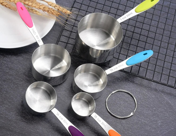 Hot Selling Stainless Steel Measuring Cups and Spoon 5pcs Set Baking Tool Set Household Kitchen Cookware