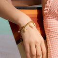 Summer Beach Style 18K Gold Plated Bracelet Stainless Steel Ribbed Shell Conch Starfish Charms Bracelets