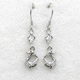 Sterling Silver 4*6mm Semi Mount Hoop Earrings Frame Empty Support Blank Setting S925 Base Without Center Stone for DIY Inlay
