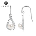 GRA Moissanite 14K Gold Filled Simple 8mm Natural Freshwater Pearl Bread-shaped Infinity Dangle Hook Earrings for Women