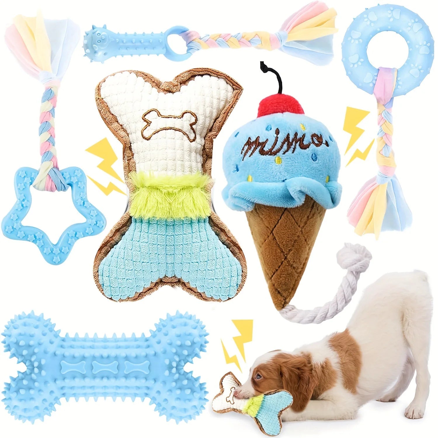 6-Pack 10-Pack Cute Interactive Dog Toy Set Classic Plush TPR Bite-Resistant Pet Molar Toy 6-Piece Tooth Cleaning Puppy Chew Toy