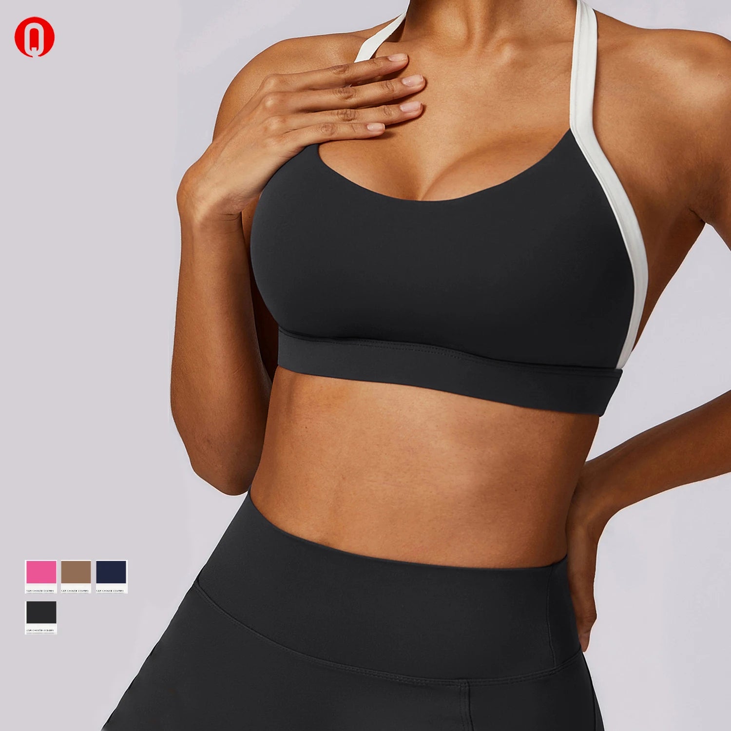 High Quality Soft Compression Sexy Sports Bra Workout Halter Neck Fitness Yoga Bra Custom Women High Impact Backless Gym Bra