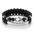 Men's Charm Bracelets Cross & Palm Set Crystal Rhinestone Micro-Inlaid Zircon Elastic Beaded Bracelet Gift for Anniversary