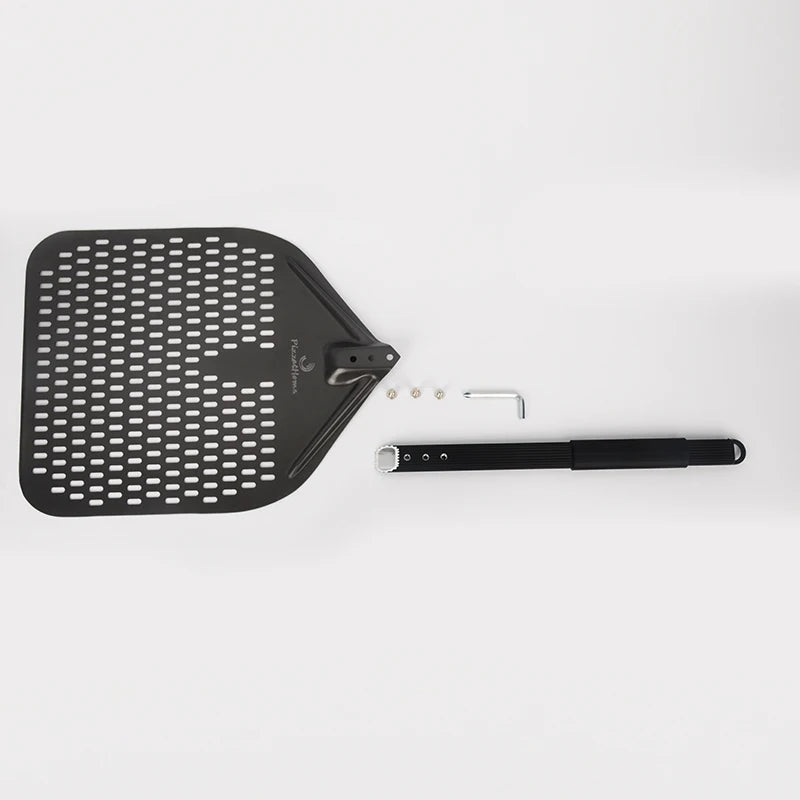 13 Inch Perforated Pizza Peel Rectangular Pizza Shovel Aluminum Hard Coating Pizza Peel Paddle Short Tool