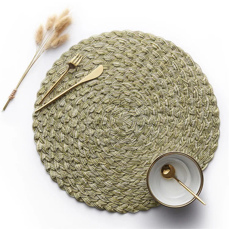 Hot Sale OEM PVC Scald-Proof Anti-slip Weave Table Mat Bamboo Shape  Dinner Set Nordic Style  Placemat Foldable Dish Mat