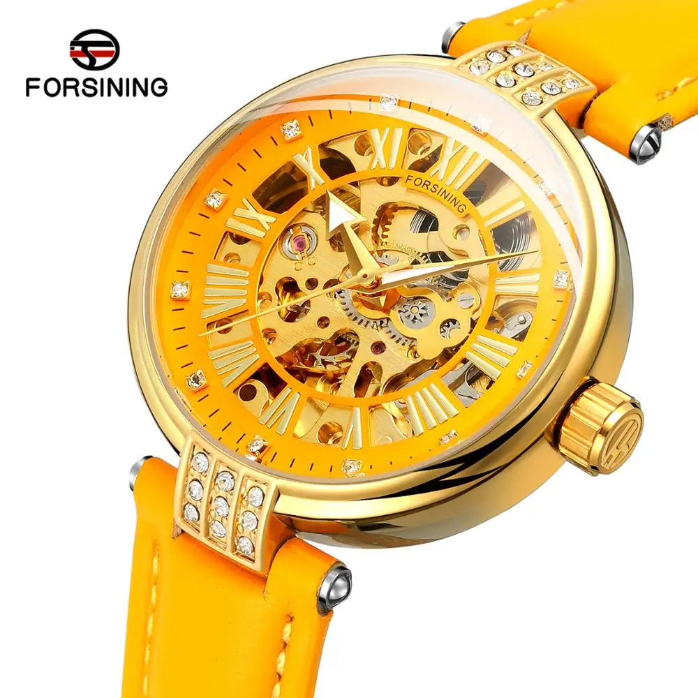 For Women's Luxury Automatic Mechanical Skeleton Watch Genuine Leather Band Analog Dial Factory Direct Gift