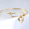 2024 Stainless Steel DIY Heart Charm Bracelets & B 50-65mm Jewelry Finding Supplies Expandable Adjustable Wire Bangles Wholesale