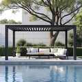 Aluminum Hardtop Pavilion Garden Buildings with Heavy Duty Frame Outdoor Kitchen BBQ Party Leisure Patio Backyard MegaBDM