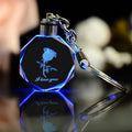 Customized Crystal 3D LED Keychain Lamp Decoration Key Chains Engraved with Colorful Night Light for Holiday Gift