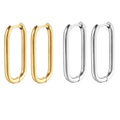 SC Hot Selling Fashion U Shaped Thick Huggie Earrings Tarnish Free PVD Gold Plated Stainless Steel Oval Hoop Earrings Women