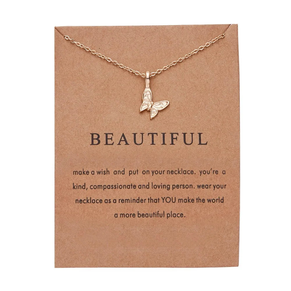 Simple Women Butterfly Necklace Gold Plated Clavicle Chain Jewelry Elephant Pearl Butterfly Pendant Necklace for Gifts