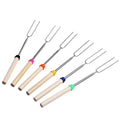 Marshmallow Roasting Sticks Telescopic Smores Barbecue BBQ Stick Hot Dog Fork With Wooden Handle 31Inch