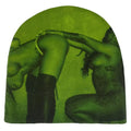 Low MOQ Custom Graphic Beanies All Over Printed No Cuff Fold Jacquard Logo Beanies