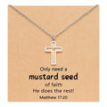 SC Popular Stylish Water Drop Mountain Heart Cross Necklace Trendy Stainless Steel Necklace Fashion Mustard Seed Charm Necklace
