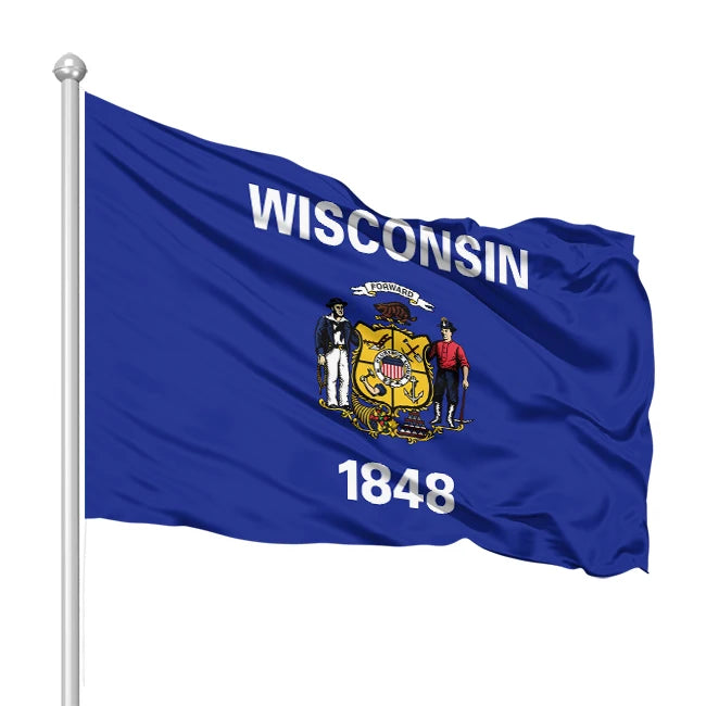 Wholesale Custom Thickened Wisconsin Flag Polyester Fabric with Digital Printing for Trade Show Giveaways