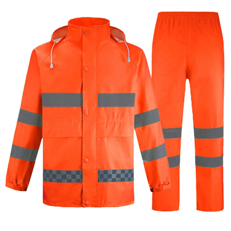 2024 OEM Waterproof Heavy Duty High Visibility Reflective Raincoat Jacket for Men and Women Stand Collar Formal Style