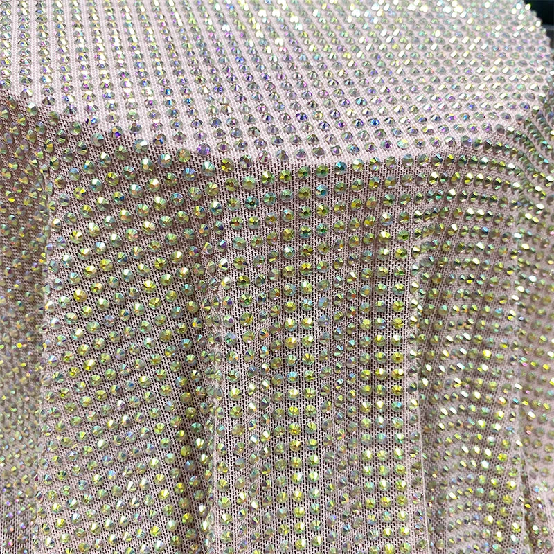 F001 Lace Fabric Crystal Rhinestone Bridal Fabric Crystal Mesh Satin Rhinestone Tulle Fabric