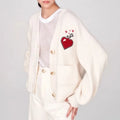 Fashion Styles Cardigan Women's Sweater Double Pocket Embroider Knitted Sweater  Rib 2*2  Spring and Winter Style Sweater