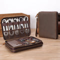 New Design Genuine Leather Organizers Custom Stock Pattern Full Grain Crazy Horse Leather Storage Bag Digital Product Bag