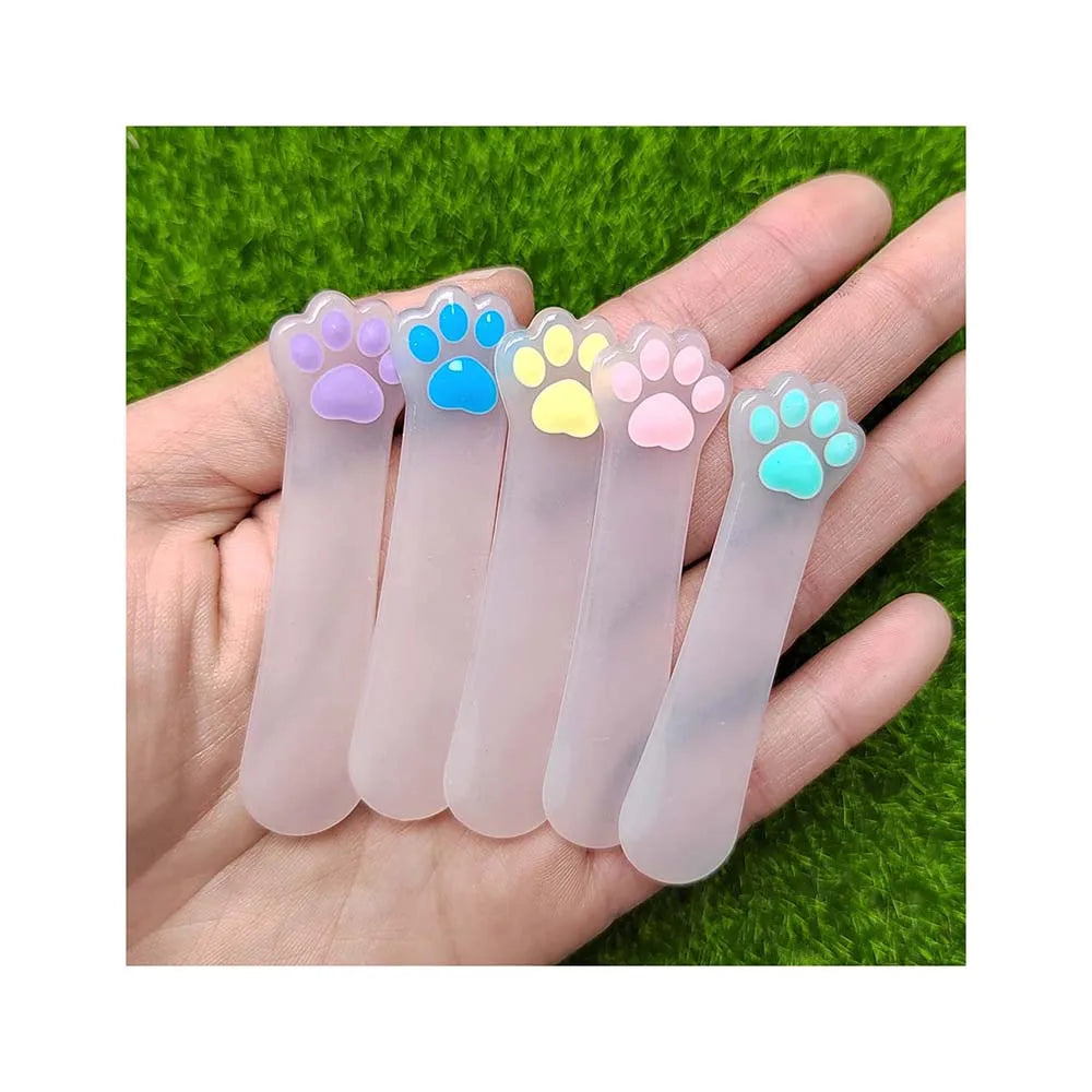 100Pcs/Lot Lovely Cat Dog Paw Spoons Resin Flatback Cabochons Cute Animal Claws Print Slime Beads for Doll House Accessories