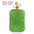 Certified Grade a Spinach Green Hotan Jade Green Jade Lucky Pendant Genuine 18K Natural Jade Pendant Necklace Women