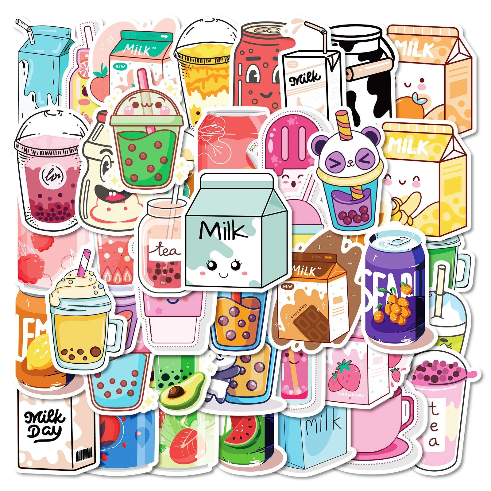 50 Pcs Hand Drawn Graffiti Water Cup PVC Waterproof Stickers for Skateboard Laptop Pencil Case Refrigerator Table and Books