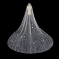 Light Luxury Embroidered Bridal Long Lace Sequin Veil with Shiny Tail for Wedding Party