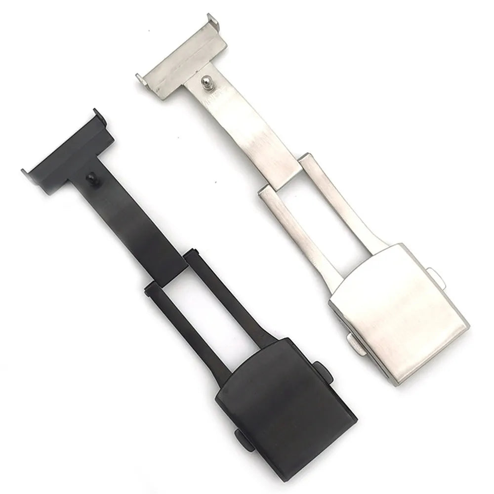 18mm 20mm 22mm Silver Black Stainless Steel Watch Band Folding Buckle Double Fold Safety Deployment Clasp Metal Accessories